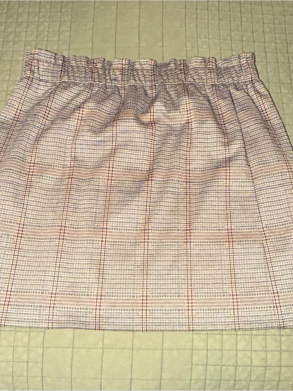 LOFT Pink Plaid Elastic Waist Mini Skirt